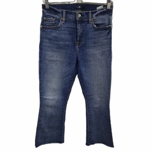 7 For All Mankind High Rise Raw Hem Boot Cut Jeans Sz 28